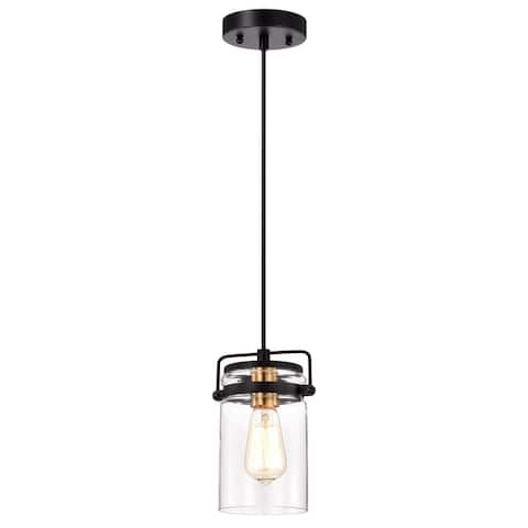 1-light Textured Black Hanging Pendant