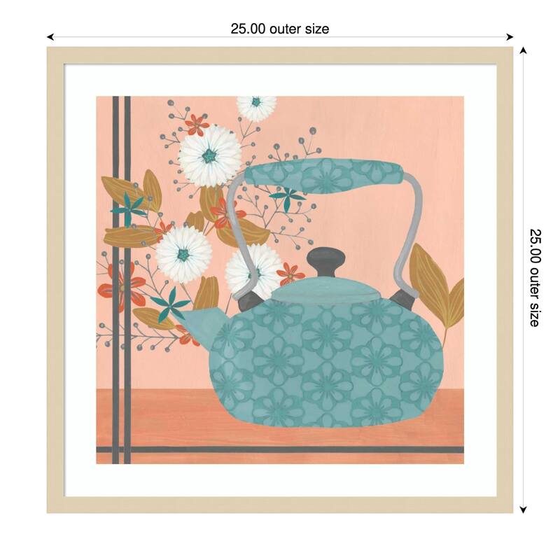 Whimsical Kitchen No. 3 by June Erica Vess Wood Framed Wall Art Print - 25 x 25 in - Brown