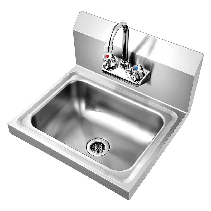 304 Stainless Steel Wall Mounted Hand Sink. NSF Certified.Durable & Easy to Install. Commercial Grade - Silver