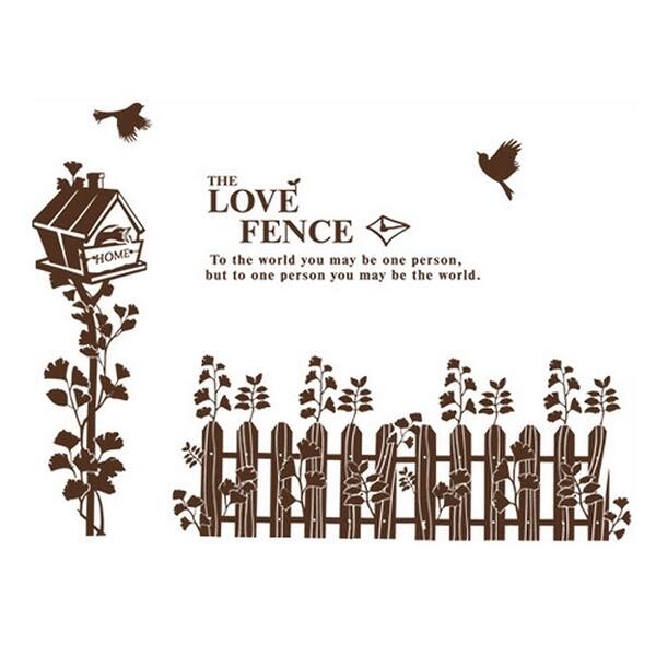 Shop Bedroom Accent Brown Self Adhesive House Fence Wall Sticker Decal 60x90cm Overstock 28887871