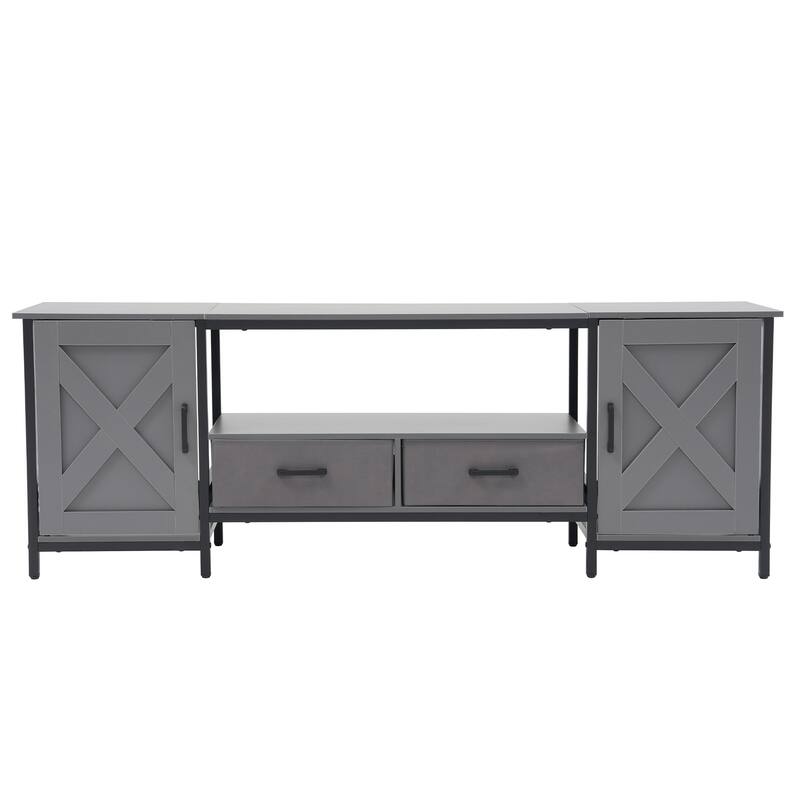 Farmhouse TV Stand for up to 65" TV with Storage Cabinets and Drawers