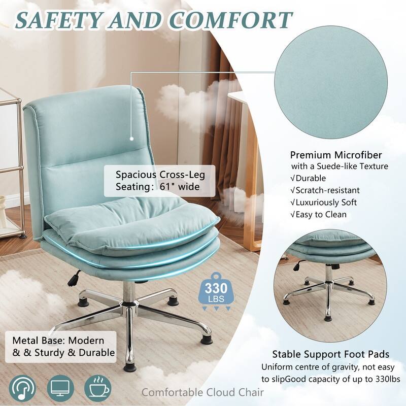Upholstered Armless Polyester Fiber Task Office Chair