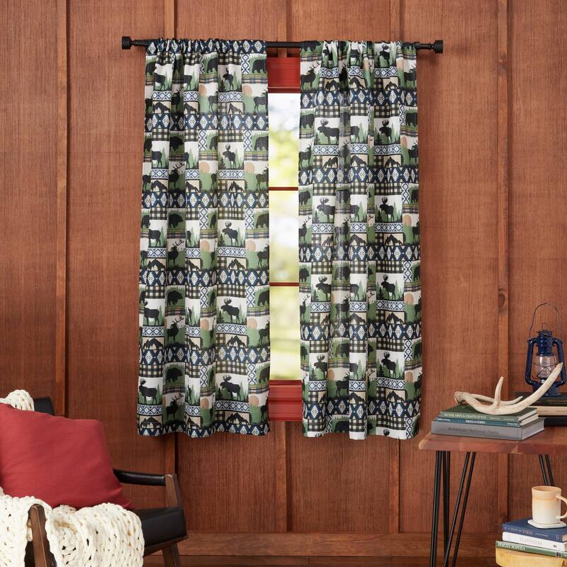 Estate View Moose Lodge Light Filtering Rod Pocket Curtain Panel Pair