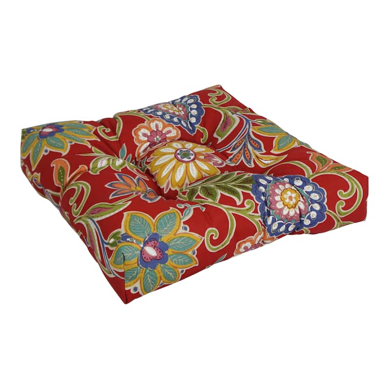 19-inch Square Tufted Indoor/Outdoor Chair Cushion - 19" x 19" - Alenia Pompeii