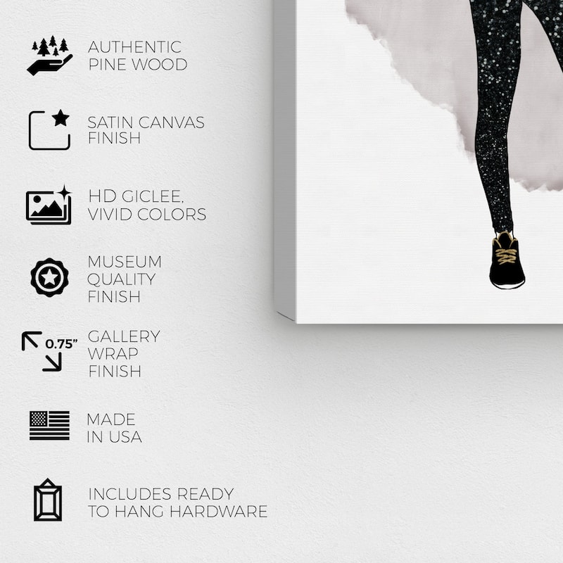 Wynwood Studio Canvas Fashion and Glam Sporty Style White and Metallic Black Glam Wall Art Canvas Print