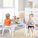 preview thumbnail 23 of 45, Costway Kids Wooden Round Table & 2 Chair Set w/ Center Mesh Storage - See Details