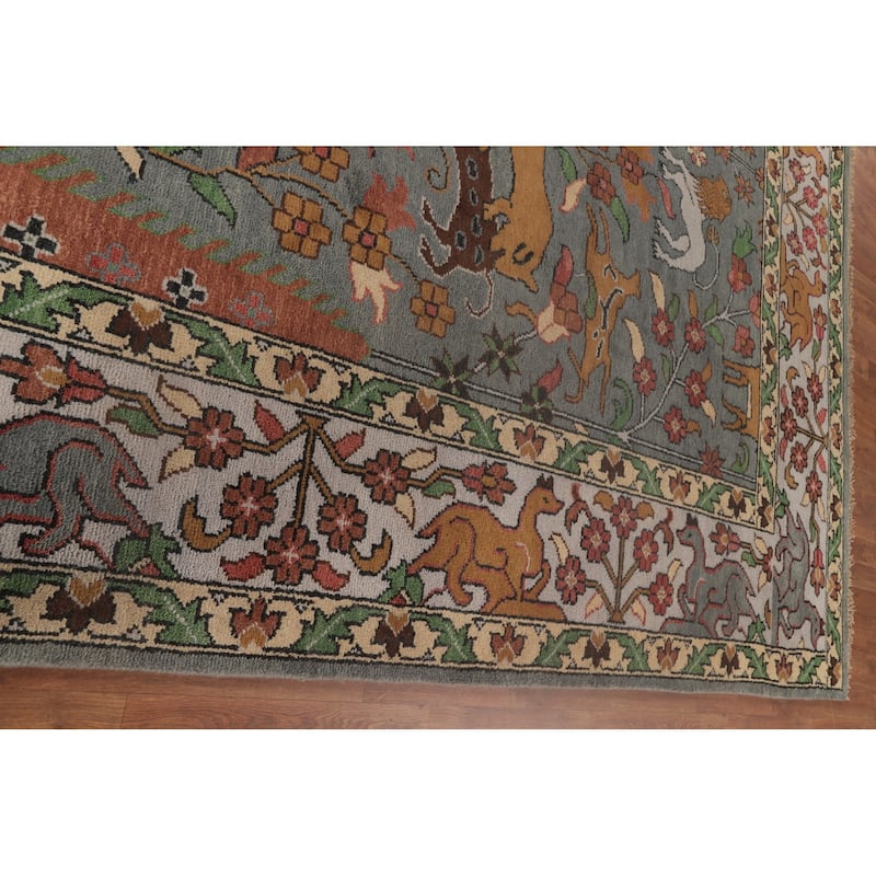 Animal Pictorial Ziegler Area Rug Hand-Knotted Oriental Wool Carpet - 10'0"x 13'9"