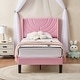 preview thumbnail 9 of 18, Kids Bed Frame, Height Adjustable Upholstered Bed, Twin Size Bed Set of 2