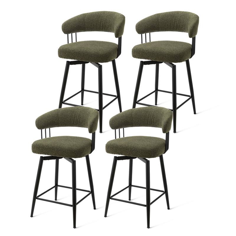 Glitzhome Set of 2 or 4 Modern Fabric Swivel Counter or High Bar Stool with Tapered Metal Legs
