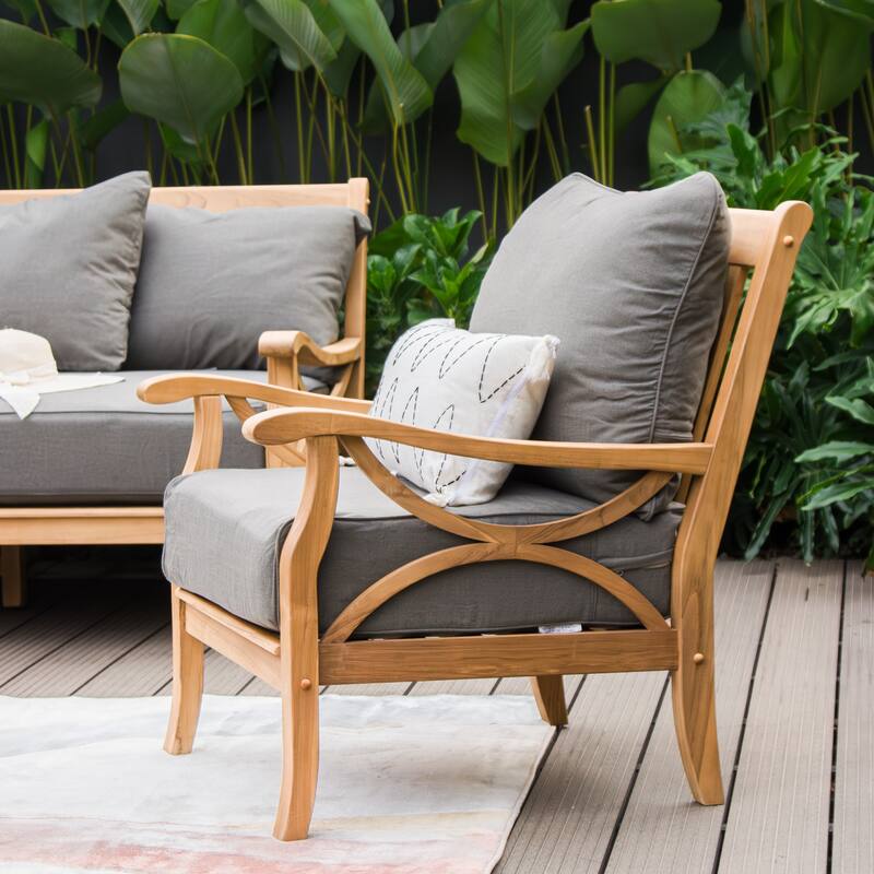 Cambridge Casual Lowell 4-piece Teak Wood Patio Conversation Set with cushion