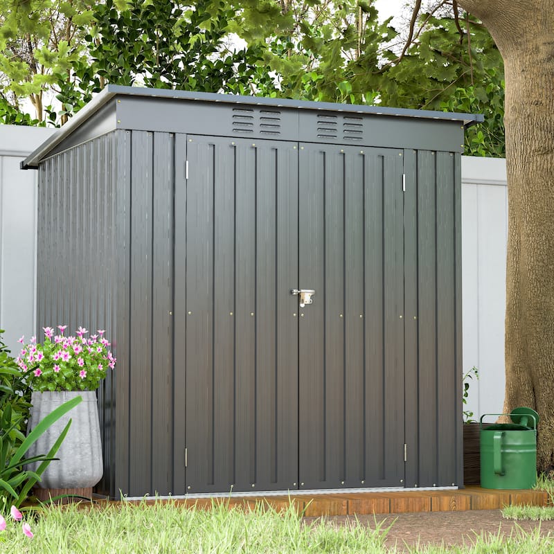 GDFStudio - Lucas All-Weather 6x4 ft Outdoor Storage Shed with Robust Construction and Easy Assembly