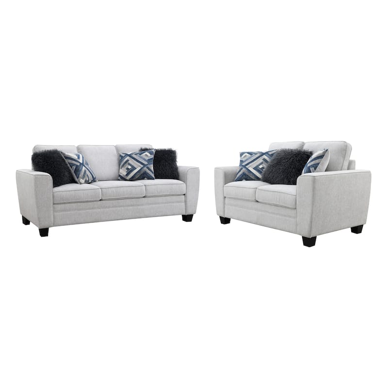 Furniture of America Maevy 2-Piece Taupe Chenille Sofa Set with Accent Pillows