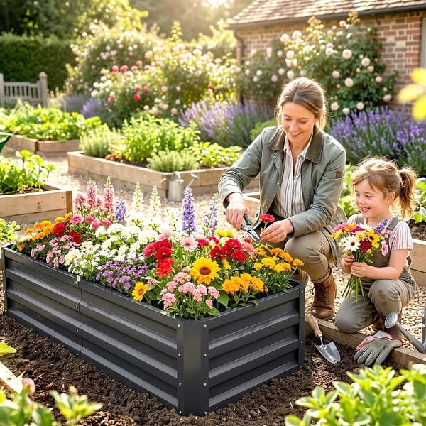 Outsunny Galvanized Steel Raised Garden Bed, Rust-resistant, Rectangle - On Sale - Bed Bath & Beyond