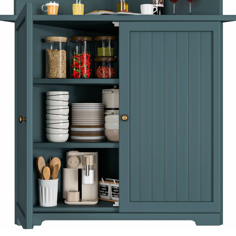 VEIKOUS 71 "Tall Corner Cabinet Storage with Doors and Adjustable Shelves