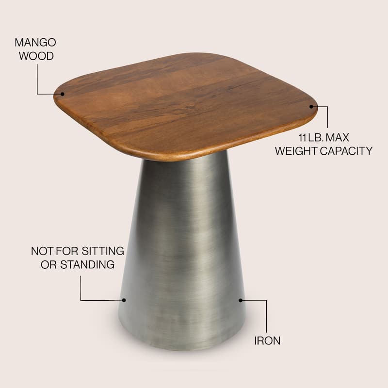 Skye 18" Square Wood/Metal Accent Table - 15.75L x 15.75W x 18H