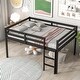 preview thumbnail 13 of 19, Contemporary Design Full Size Low Loft Bed with inclined Ladder and Guardrails, Under Bed Capacious Space, Space-saving, White