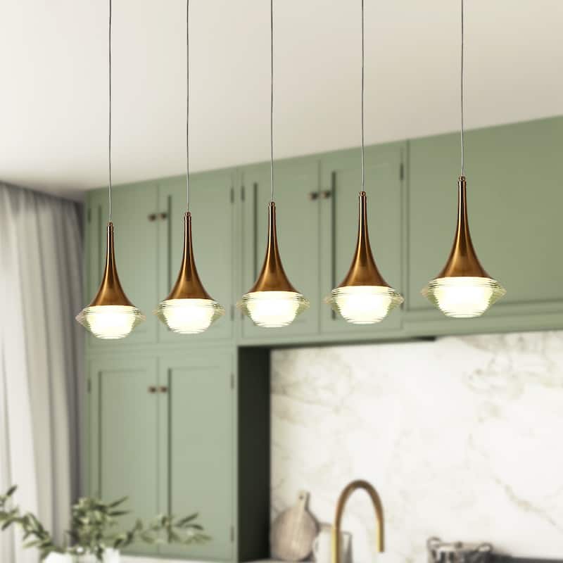Modern LED 5-Light Chandeliers Island Pendant Light for Kitchen Island - Gold