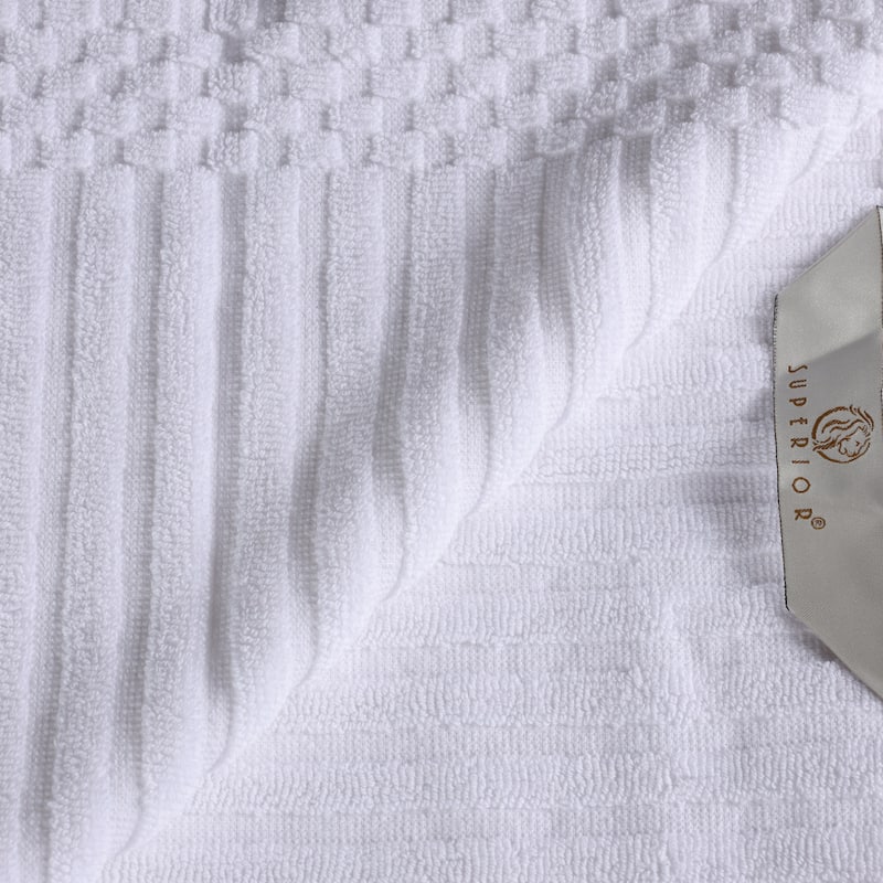 Superior Cotton 12-Piece Solid and Checkered Border Towel Set