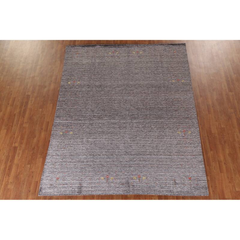 Striped Gabbeh Area Rug Handmade Tribal Wool Carpet - 7'9"x 9'9"