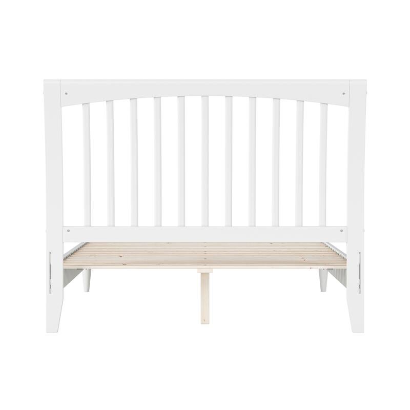Modern Platform Bed - Solid Wood Sleigh Bed with USB Charging - Low Profile Bed Frame for Bedroom - White Finish