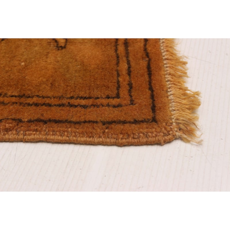 ECARPETGALLERY Hand-knotted Color Transition Light Orange Wool Rug - 6'5 x 9'0