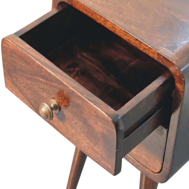 Artisan Furniture Solid Wood Mini California Walnut Curved Bedside, 2 drawer