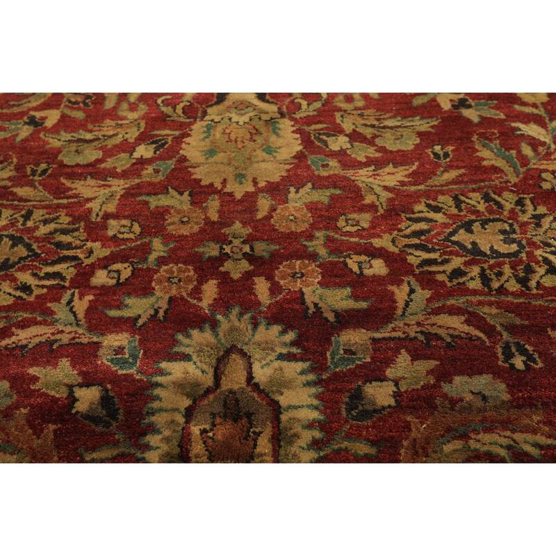 6'1''x9 Hand Knotted Wool Rust Agra Traditional Botanical Plush Pile Vintage Rug - 6' 1'' x 9'