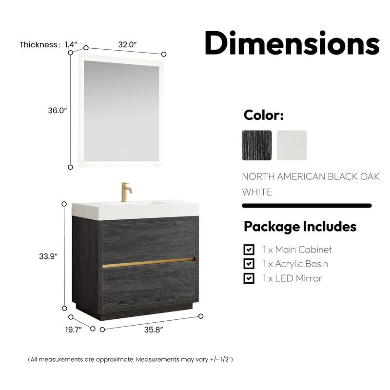 Huesca Bath Vanity with Composite Integral Sink Top and Mirror