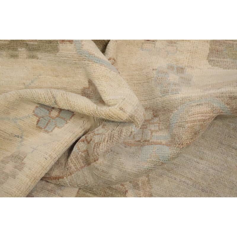 Hand Knotted Oriental 100% Wool Carpet Transitional All-Over Greys & Charcoal Oushak Area Rug - 9' 8'' X 7' 11''