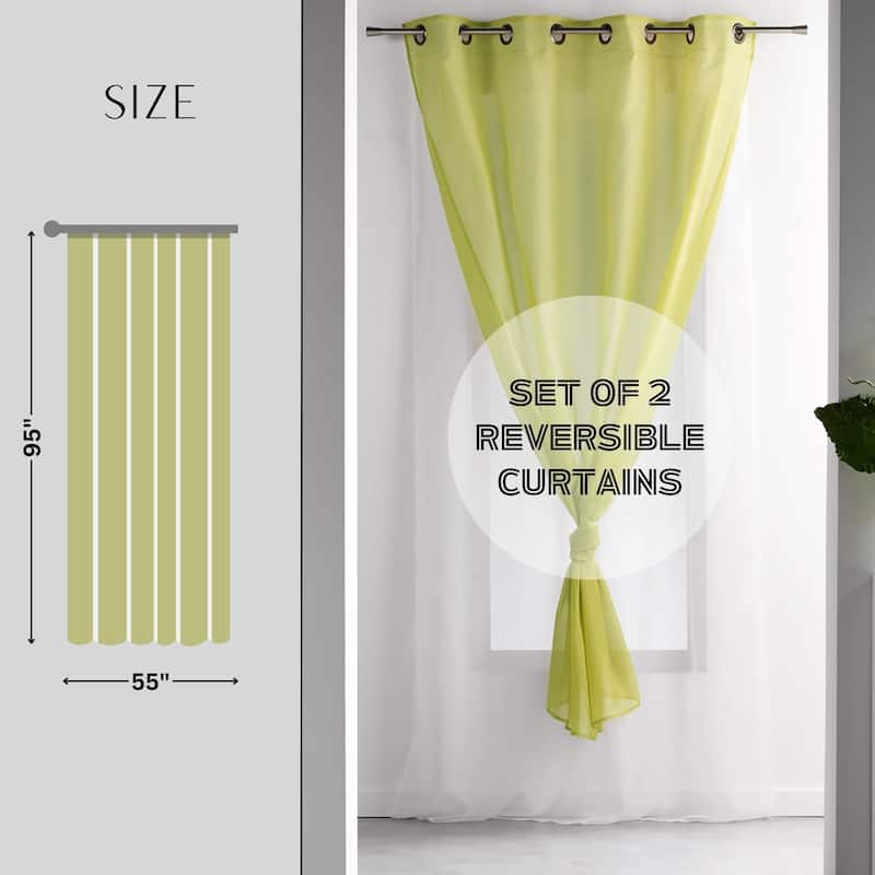 Double Layer Window Extra Wide Curtain Drape Elegant Two-Tone Sheer Curtain