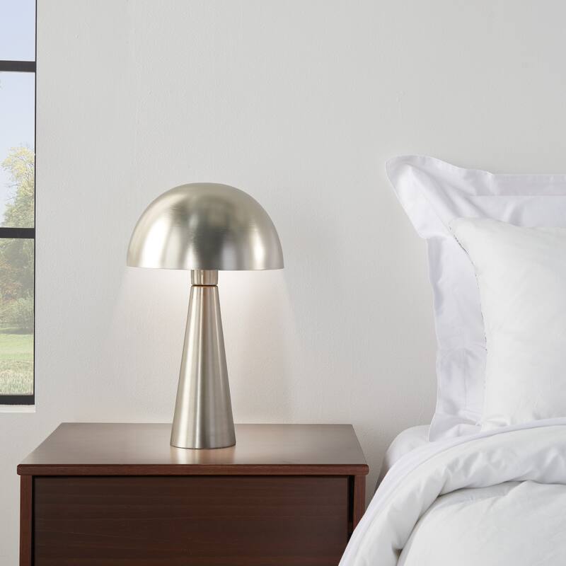 Nourison 16" Mushroom Shaped Iron Table Lamps, Set of 2