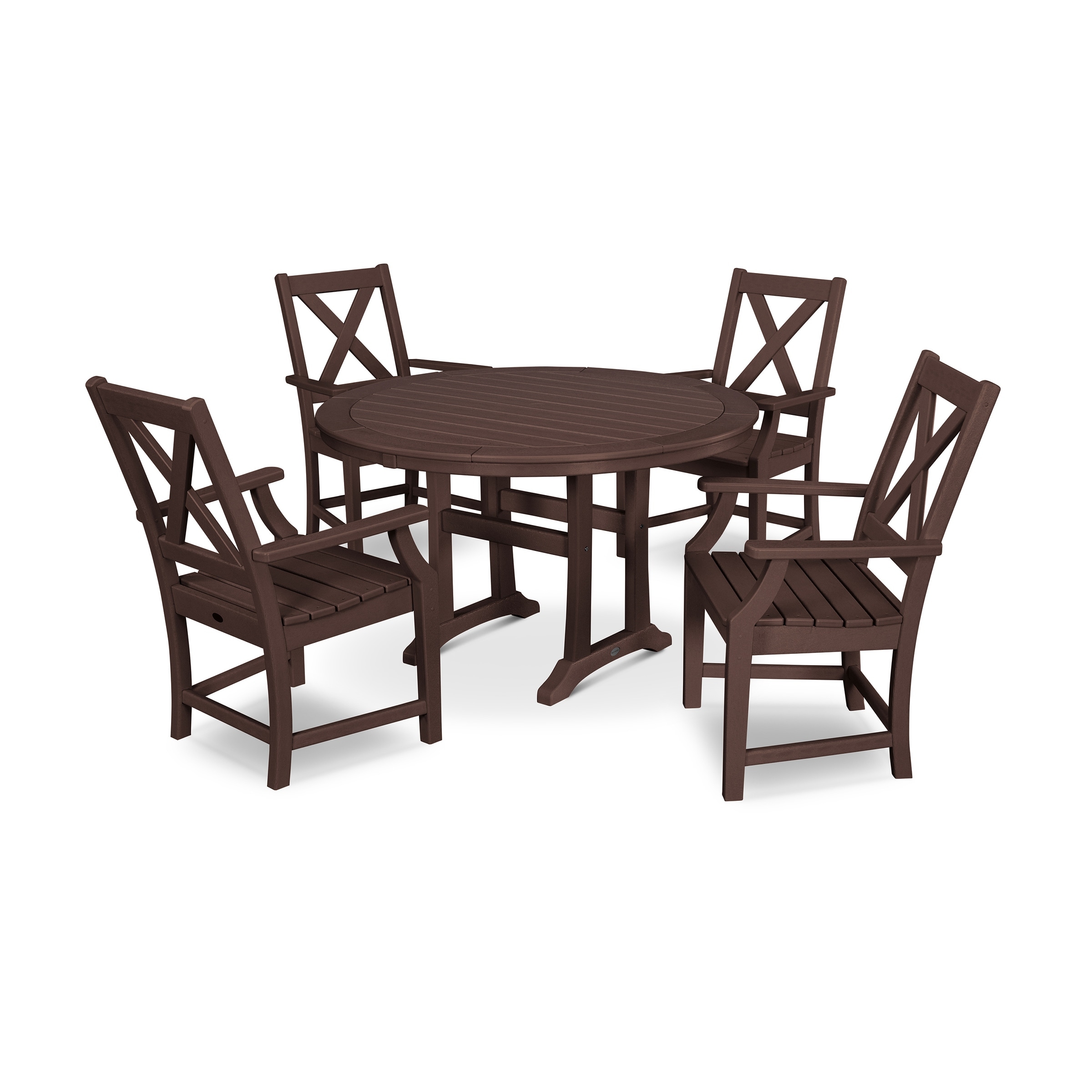 POLYWOOD Braxton 5 Piece Nautical Trestle Arm Chair Dining Set