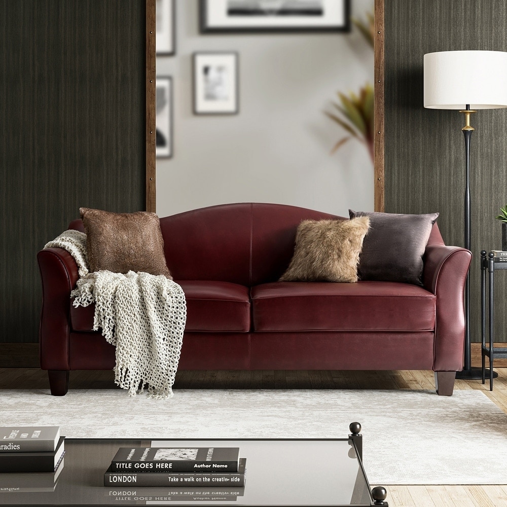 HULALA HOME Sandra 81.5" Classic Genuine Leather Sofa With Solid Wood Legs
