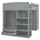 preview thumbnail 53 of 78, Twin/Full Size Loft Bed with Bulit-in Desk and Wardrobes, Solid Wood Kids Loft Bedframe with 4 Drawers and Storage Shelves