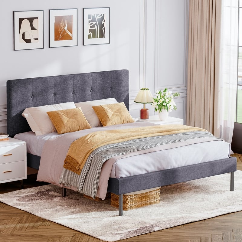 Modern Wooden Bed Frame With Headboard
