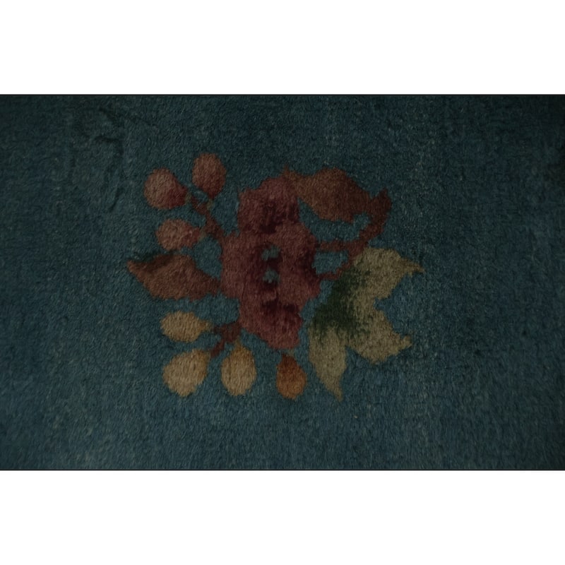 Hand Knotted Oriental 100% Wool Carpet Traditional Floral Green Art Deco Area Rug - 4' 11'' X 3' 1''