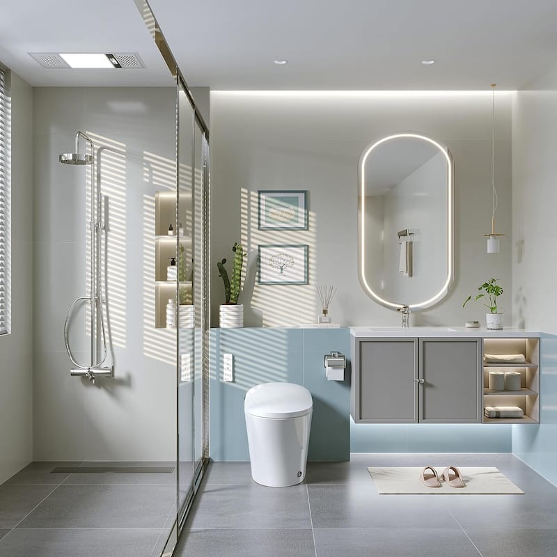 HOROW T16 Tankless Elongated Smart Bidet Toilet with Heated Seat, Warm Water Washing and Remote Control - 12" Rough in