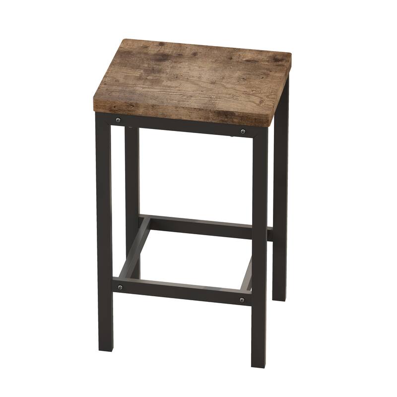 Long Dining Table Set with 3 Stools Pub Kitchen Set Side Table with Footrest