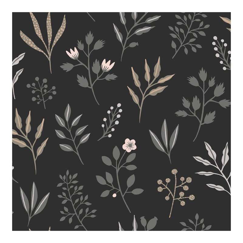 ESTA Home Cynara Charcoal Scandinavian Floral Wallpaper - 20.9 x 396 x 0.025