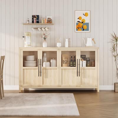 Large Buffet Cabinet with Storage, Sideboard Buffet Cabinet with Glass Doors