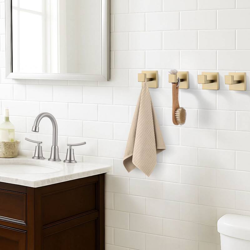 WOWOW J-Hook Wall Mount Robe/Towel Hook 4PCS