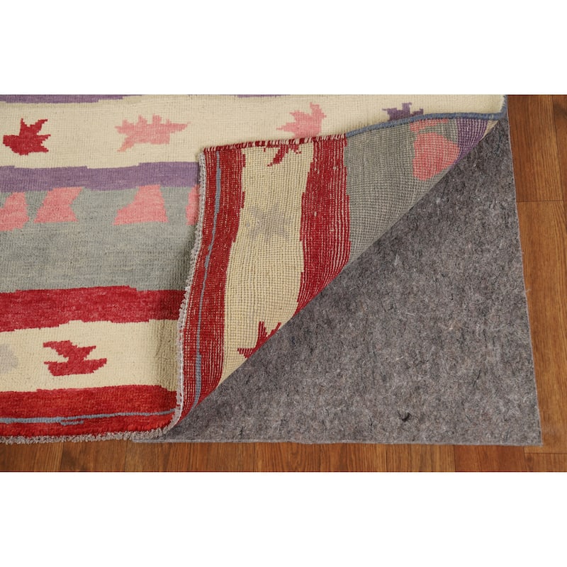 Hand Knotted Oriental 100% Wool Carpet Modern Geometric Greys & Charcoal Gabbeh Area Rug - 9' 1'' X 6' 0''