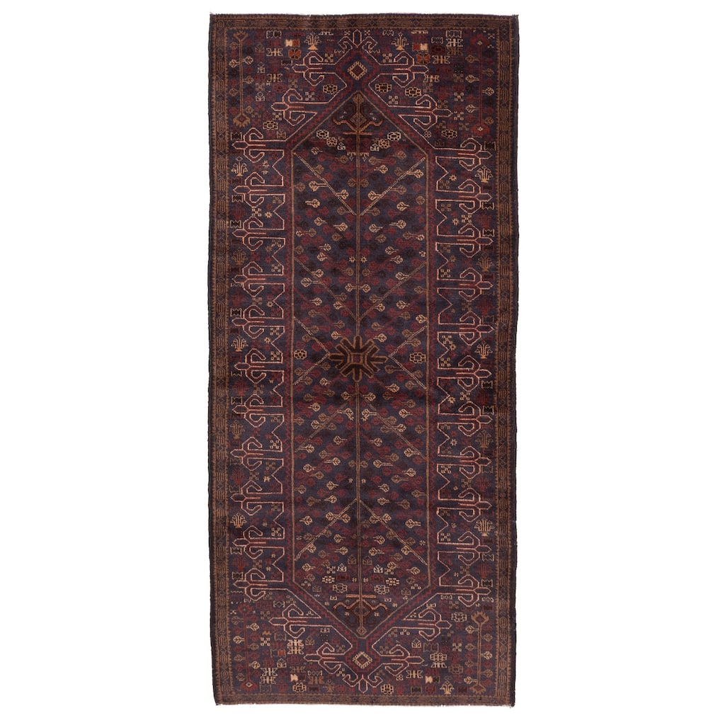 ECARPETGALLERY Hand-knotted Teimani Dark Navy Wool Rug - 3'3 x 7'7