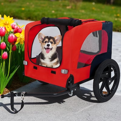 Heavy Duty Foldable Pet Bike Trailer - Dog & Cargo Carrier with 16-Inch All-Terrain Wheels and Universal Hitch