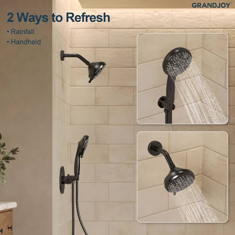 GRANDJOY Wall Mounted 5-Spray Shower System including Handheld Sprayer