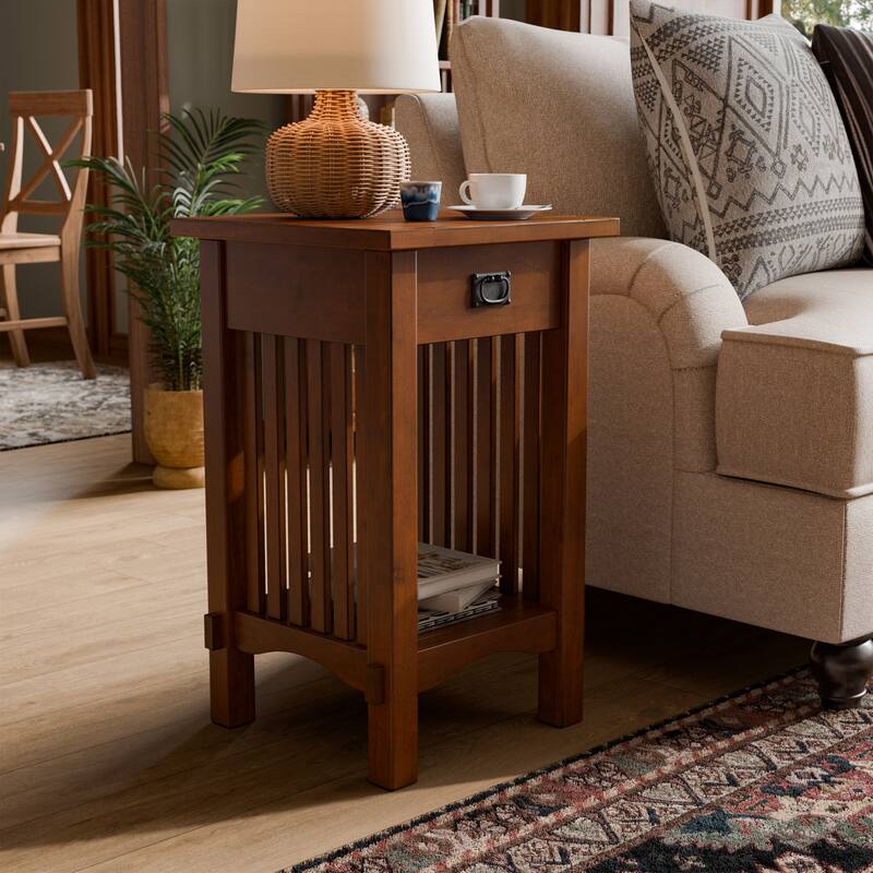 Skiff Mission Oak 16-inch Wood 1-Shelf Side Table by Furniture of America - Antique Oak