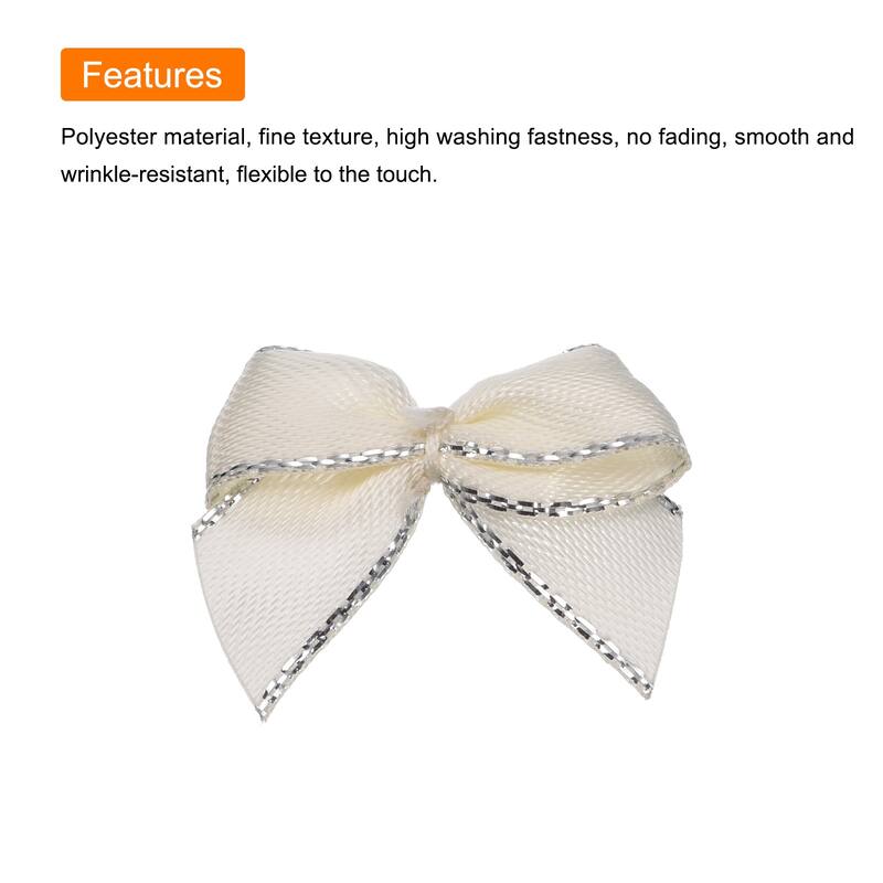 100Pcs Mini Metallic Edge Ribbon Bow 1" Satin Ribbon Flower Bows Soft