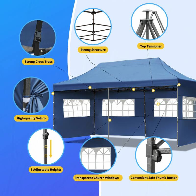 10x20 Pop Up Heavy Duty Party Tent,UV and Waterproof Protection
