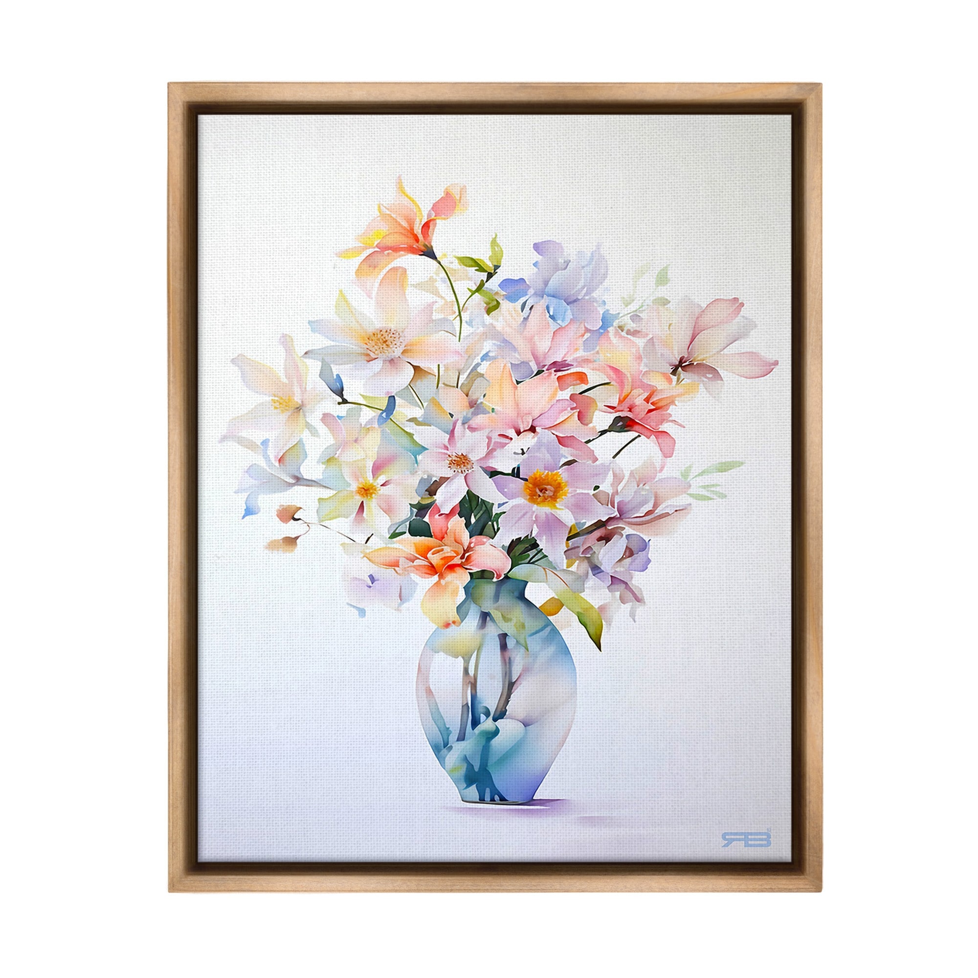 Stupell Minimal Mixed Bouquet Framed Floater Canvas Wall Art Design By RB