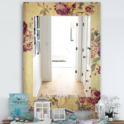 Designart 'Vintage Purple Flowers' Bohemian and Eclectic Mirror - Vanity Printed Mirror
